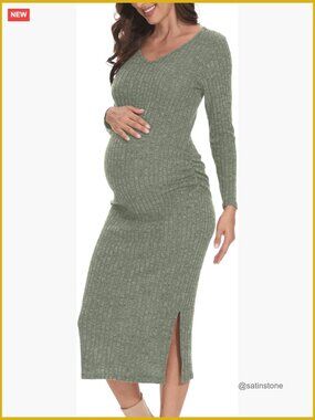 Maternity Bodycon Sweater Dress Long Sleeve Baby Shower Photoshoot Fitted
